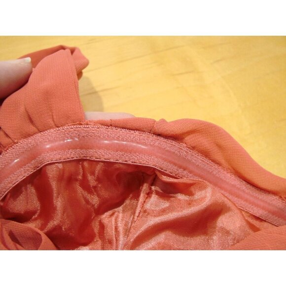 NEW H&M Womens Dress Size 8 Coral Crossover Back Tier Ruching Zip-up Back V-Neck - Picture 12 of 16